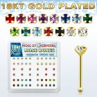 18bp19xm box of gold silver nose bones w prong set cz in colors