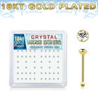 18nbbxc caja display piercing nariz hueso plata esterlina 925 0 6mm cristal claro redondo 1 5mm oro 18 kts distribuidor