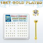 18nbpxc caja display piercing nariz hueso plata 925 0 6mm oro 18 kts cristal redondo claro 1 5mm distribuidor mayorista