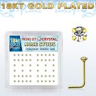 18nspxc caja display piercing nariz l plata esterlina 925 0 6mm cristal claro redondo 1 5mm oro 18 kts al por mayor