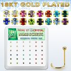 18nwpxm caja display 36 piercings nariz l plata 925 oro 18 kts 0 6mm cristal 1 5mm al por mayor