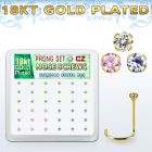18nwzbm box 36 gold plated silver nose screws w 1.5mm mix cz