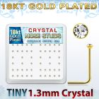 18s6xc caja display piercing nariz l plata esterlina 925 0 6mm oro 18 kts cristal claro 1 25mm mayorista