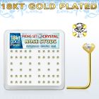 18sp19xc caja display piercing nariz l plata esterlina 925 0 6mm oro 18 kts cristal claro 2 5mm venta