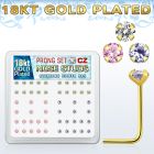 18sz25xm box of gold silver nose studs with 2 5mm prong set cz