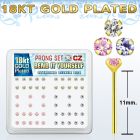 18yz2xm caja display piercing nariz doblar tu mismo plata 925 0 6mm oro 18 kts zirconia 2mm mayorista