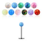 316l steel labret 20g w a 3mm synthetic opal ball