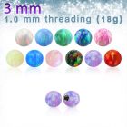 3mm synthetic opal ball w 18g 1mm threading