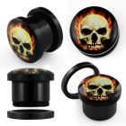 afps dilatacion plug tornillo acrilico negro logo calavera diabolica llamas distribuidor