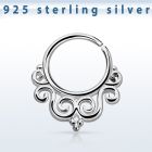 agsepv7 aro septum plata 925 1mm decorado indio 8mm distribuidor mayorista