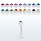 albeajb4 labret flexible acrilico transparente bola cristal bisel 3mm mayorista