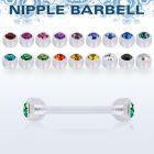 anpajb5 acrylic nipple barbell w 5mm balls w bezel set crystals