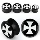 apgtt dilatacion plug doble flare acrilico negro logo calavera chica blanca fondo rosa distribuidor mayorista