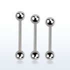 bb20 6mm to 10mm 316l steel barbell with two 3mm balls