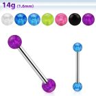 bbbuv5 316l steel tongue barbell w 5mm acrylic uv bubble ball