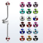 bbcl 316l steel industrial twister barbell with jewel ball