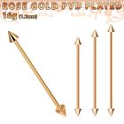 bbeittcn rose gold steel industrial barbell w 2 4mm cones