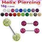 bber24 316l steel helix piercing with 4mm multi crystal ball