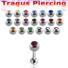 bber35 316l steel tragus barbell w bezel jewel steel ball