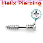 bber49b 316l steel helix barbell 16g w cross screw top tip