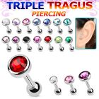 bber62 316l steel tragus piercing w 3  5mm crystal top