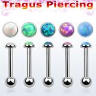 bber63 barbell tragus para cartilago acero quirurgico 3mm opalo sintetica bola 3mm al por mayor
