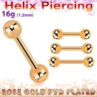 bbertt20 piercing helix barbell acero 316l pvd oro rosa bolas 4mm mayorista