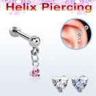 bberv6 316l steel helix barbell dangling 3mm heart prong cz