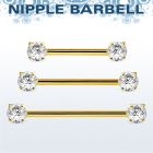 bbnpt2z barbell pezon acero 316l anodizado dorado zirconitas s redondas 5mm hecho laton oro venta por mayor