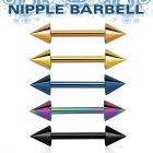 bbnptcn anodized 316l steel nipple barbell w two 4mm cones