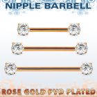bbnptt2z barbell pezon acero 316l anodizado oro rosa zirconitas s redondas 5mm hecho laton oro rosa al por mayor