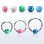 bcr12o5 316l steel ball closure ring 12g 5mm synthetic opal ball