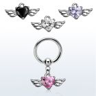 bcrgz586 316l steel bcr 1.6mm w a heart shaped cz stone with wing