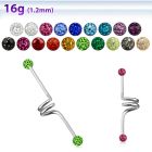 bdcf4 barbell industrial espiral acero quirurgico bolas multi cristal ferido 4mm 38mm distribuidor
