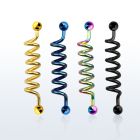 bdtd14 anodized 316l steel industrial coil barbell 5mm balls