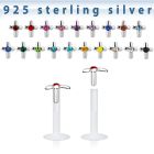 bilbcj bio flex labret with silver cross top w central crystal