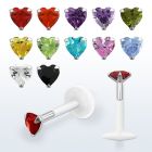bilbhz bio flex labret with a 3mm prong set heart cz stone