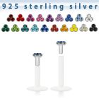 bilbtm bio flex labret with silver triple crystal top
