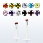 bilbz bio flexible labret with 2mm prong set round cz stone