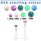 bilo bio flex labret w silver top w 1.5 3 mm synthetic opal