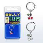 blcpt85 fake belly clip w dangling crystal cherries in package