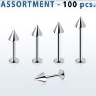 blk04d surtido piercings 100 labrets acero quirurgico cono 4mm al por mayor