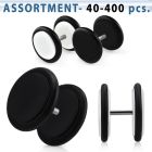 blk164 surtido piercings 40 400 plugs falsos acrilicos negros blancos anillos goma distribuidor mayorista