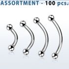 blk18b bulk of 316l steel eyebrow bananas with 2 5mm balls