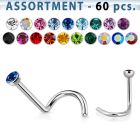 blk206 surtido piercings 60 piercing nariz l acero quirurgico cristal redondo al por mayor