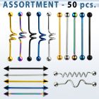blk233 surtido piercings 50 barbells industriales acero quirurgico anodizado distribuidor mayorista