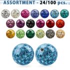 blk319 surtido piercings 24 100 bolas multi cristal 8mm rosca . el precio es tan bajo como 2 69$ por pieza venta