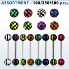 blk321 surtido piercings surtido barbells lengua acero quirurgico bolas acrilicas cuadros 6mm 16mm distribuidor