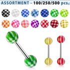 blk365 surtido piercings surtido barbells lengua acero quirurgico bolas acrilicas cuadros 6mm 16mm venta