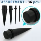 blk387 surtido piercings 36 expansores madera areng anillo goma al por mayor